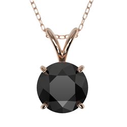 1.25 CTW Fancy Black VS Diamond Solitaire Necklace 10K Rose Gold - REF-29W5F - 33205