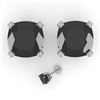 Image 2 : 6 CTW Cushion Black Diamond Stud Designer Earrings 14K White Gold - REF-140W4F - 38392