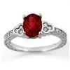 Image 1 : 2.27 CTW Rubellite & Diamond Ring 18K White Gold - REF-73F3N - 11125