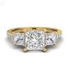 Image 2 : 2.14 CTW Princess VS/SI Diamond Art Deco 3 Stone Ring 18K Yellow Gold - REF-454T5M - 37207