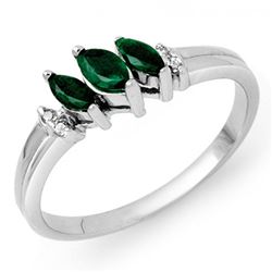 0.29 CTW Emerald & Diamond Ring 10K White Gold - REF-13N8Y - 13517