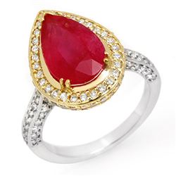 6.25 CTW Ruby & Diamond Ring 14K 2-Tone Gold - REF-158T2M - 10692