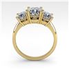 Image 4 : 2.0 CTW Cushion Cut VS/SI Diamond 3 Stone Designer Ring 18K Yellow Gold - REF-447Y2K - 32476