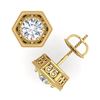 Image 4 : 1.07 CTW VS/SI Diamond Solitaire Art Deco Stud Earrings 18K Yellow Gold - REF-190T9M - 36901