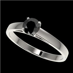 0.50 CTW Fancy Black VS Diamond Solitaire Engagement Ring 10K White Gold - REF-19Y3K - 32955