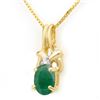Image 1 : 1.02 CTW Emerald & Diamond Pendant 10K Yellow Gold - REF-9T3M - 14199