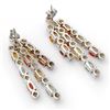 Image 2 : 4.33 CTW Multi-Sapphire & Diamond Earrings 14K White Gold - REF-89W3F - 10028