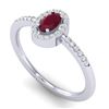 Image 2 : 0.56 CTW Ruby & Micro Pave VS/SI Diamond Ring Halo 18K White Gold - REF-31H3A - 21392