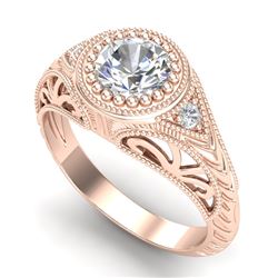 1.07 CTW VS/SI Diamond Solitaire Art Deco Ring 18K Rose Gold - REF-321M2H - 36885