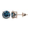 Image 2 : 2.14 CTW Certified Intense Blue SI Diamond Solitaire Stud Earrings 10K Rose Gold - REF-217T5M - 3666