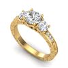 Image 1 : 1.41 CTW VS/SI Diamond Solitaire Art Deco 3 Stone Ring 18K Yellow Gold - REF-263X6T - 37009