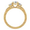 Image 4 : 1.41 CTW VS/SI Diamond Solitaire Art Deco 3 Stone Ring 18K Yellow Gold - REF-263X6T - 37009
