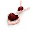 Image 2 : 4 CTW Garnet & VS/SI Diamond Designer Heart Necklace 10K Rose Gold - REF-26Y2K - 22524