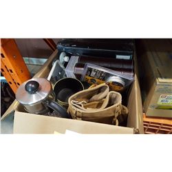 BOX OF NEW PHOTO ALBUMS TOOL BELTS ETC