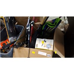 BOX OF NEW SPORTS EQUIPMENT AND GLOW IN THE DARK BASKETBALL ETC