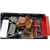 Image 2 : TRAY WITH COLLECTIBLE ANTIQUE MINIATURE CAMERA PORTAABLE SHAVER ETC