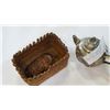 Image 1 : SMALL WOVEN BASKET METAL TEAPOT AND GLASS HOUSE