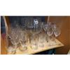 Image 1 : SHELF LOT OF GLASSES AND LARGE GLASS VASE