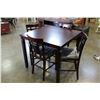 Image 2 : NEW MODERN PUB HEIGHT DARK FINISH DINING TABLE AND 4 LEATHER SEAT BAR STOOLS RETAIL $549