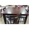 Image 3 : NEW MODERN PUB HEIGHT DARK FINISH DINING TABLE AND 4 LEATHER SEAT BAR STOOLS RETAIL $549