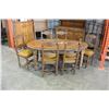 Image 1 : CARVED ANTIQUE CRANK DINGING TABLE W/ CRANK AND 2 LEAFS W/ 6 CHAIRS