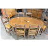 Image 2 : CARVED ANTIQUE CRANK DINGING TABLE W/ CRANK AND 2 LEAFS W/ 6 CHAIRS