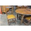 Image 3 : CARVED ANTIQUE CRANK DINGING TABLE W/ CRANK AND 2 LEAFS W/ 6 CHAIRS
