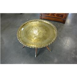 MID CENTURY MODERN TEAK AND BRASS SPIDERLEG COFFEE TABLE