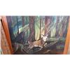 Image 3 : MID CENTURY DEER PAINTING AND ANTIQUE FRAMED PRINT