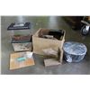 Image 1 : BOX OF BOOK ENDS VASE SMALL PET CONTAINERS AND ESTATE GOODS