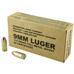 400 Rounds: Remington, Pistol, 9MM, 115 Grain, Full Metal Jacket, REMB9MM3