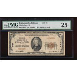 1929 $20 Indiana Nation Bank Note PMG 25