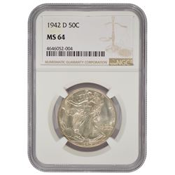 1942-D Walking Liberty Half Dollar Coin NGC MS64