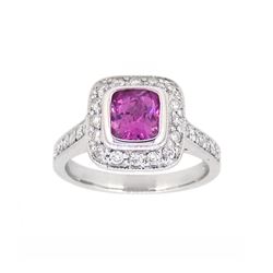 18KT White Gold 1.14ct GIA Cert Pink Sapphire and Diamond Ring
