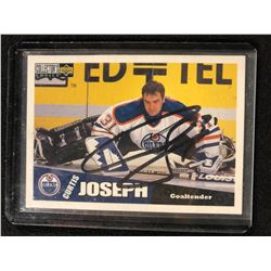 AUTOGRAPHED 1996-97 Collector's Choice Oilers Hockey Card #90 Curtis Joseph