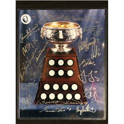 AUTOGRAPHED 16" X 20" ART ROSS TROPHY WITH 19 PLAYERS W/ COA