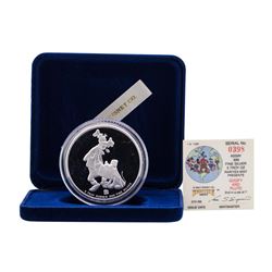 1988 Rarities Mint Walt Disney Goofy & Pluto 5 oz .999 Silver Coin w/Box & COA