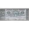 Image 1 : 1863 $5 Arkansas Treasury Warrant Obsolete Note