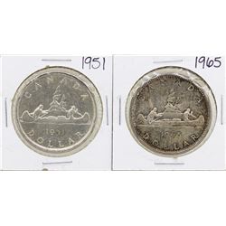 Lot of 1951 & 1965 $1 Canada Silver Dollar Coins