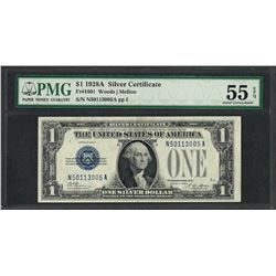 1928A $1 Funnyback Silver Certificate Note Fr.1601 PMG About Uncirculated 55EPQ
