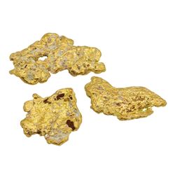 Lot of (3) Australian Gold Nuggets 2.359 Grams Total Weight
