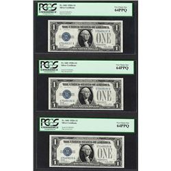 (3) Consecutive 1928A $1 Funnyback Silver Certificate Notes PCGS Very Choice New