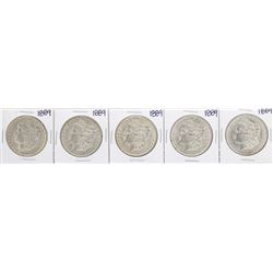 Lot of (5) 1889 $1 Morgan Silver Dollar Coins