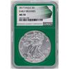 Image 1 : 2017 $1 American Silver Eagle Coin NGC MS70 Early Releases Green Core