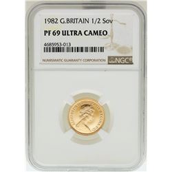 1982 Great Britain 1/2 Sovereign Gold Coin NGC PF69 Ultra Cameo