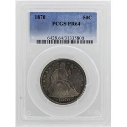 1870 Seated Liberty Half Dollar Proof Coin PCGS PR64