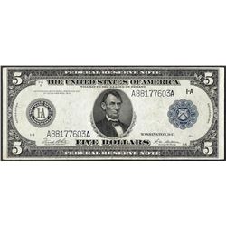 1914 $5 Federal Reserve Note Boston