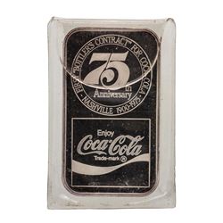 1975 75th Anniversary Coca Cola 1 oz .999 Fine Silver Art Bar