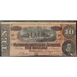 1864 $10 Confederate States of America Note
