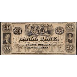 1800' $20 Canal Bank New Orleans Obsolete Note